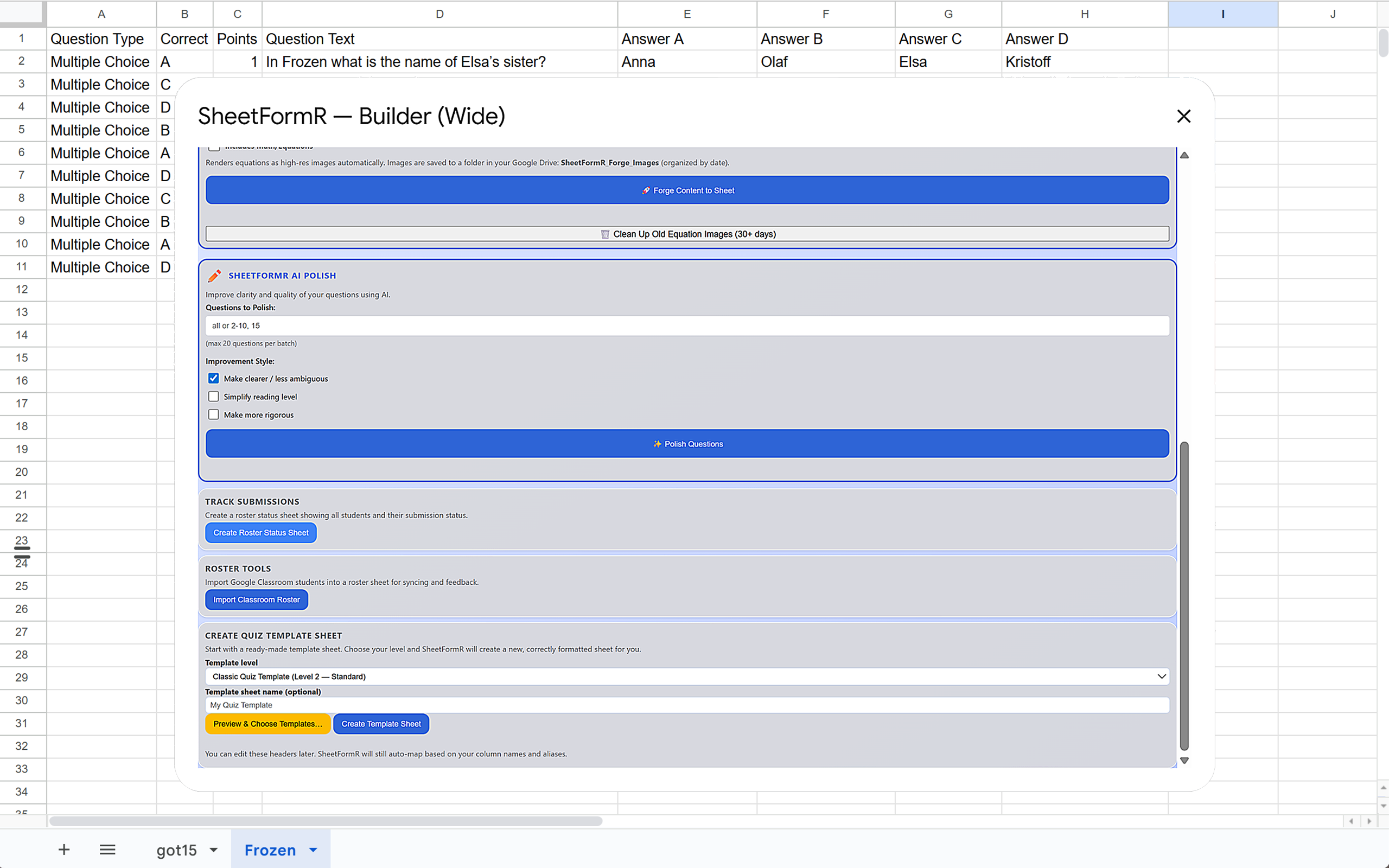 SheetFormR AI Polish, Track Submissions, and Roster Tools